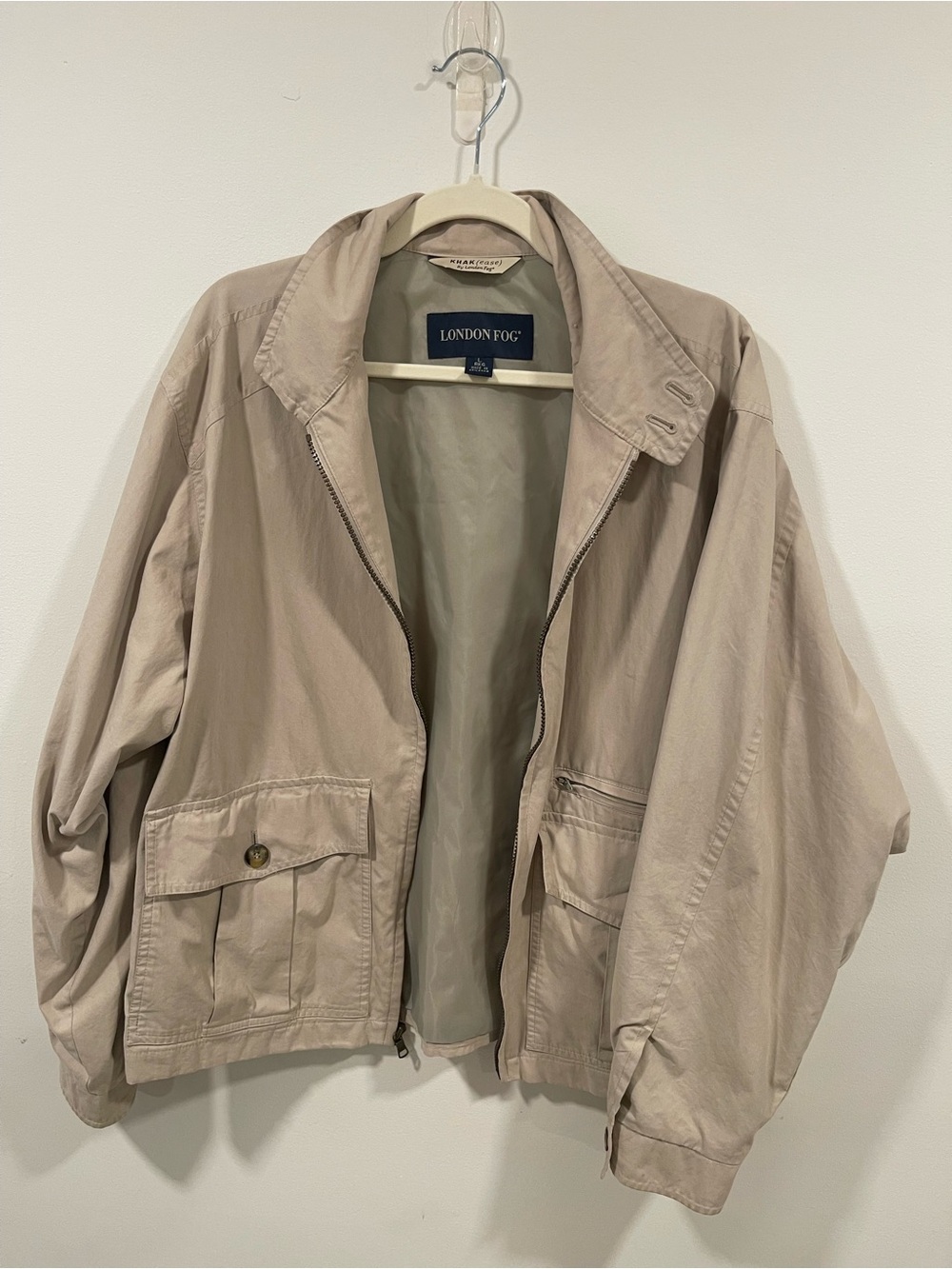 London Fog Beige Men's Lightweight Bomber Jacket